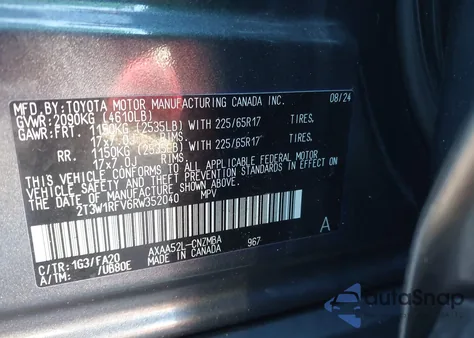 2024 Toyota Rav4 Xle z USA, uszkodzony, nr VIN 2T3W1RFV6RW352040